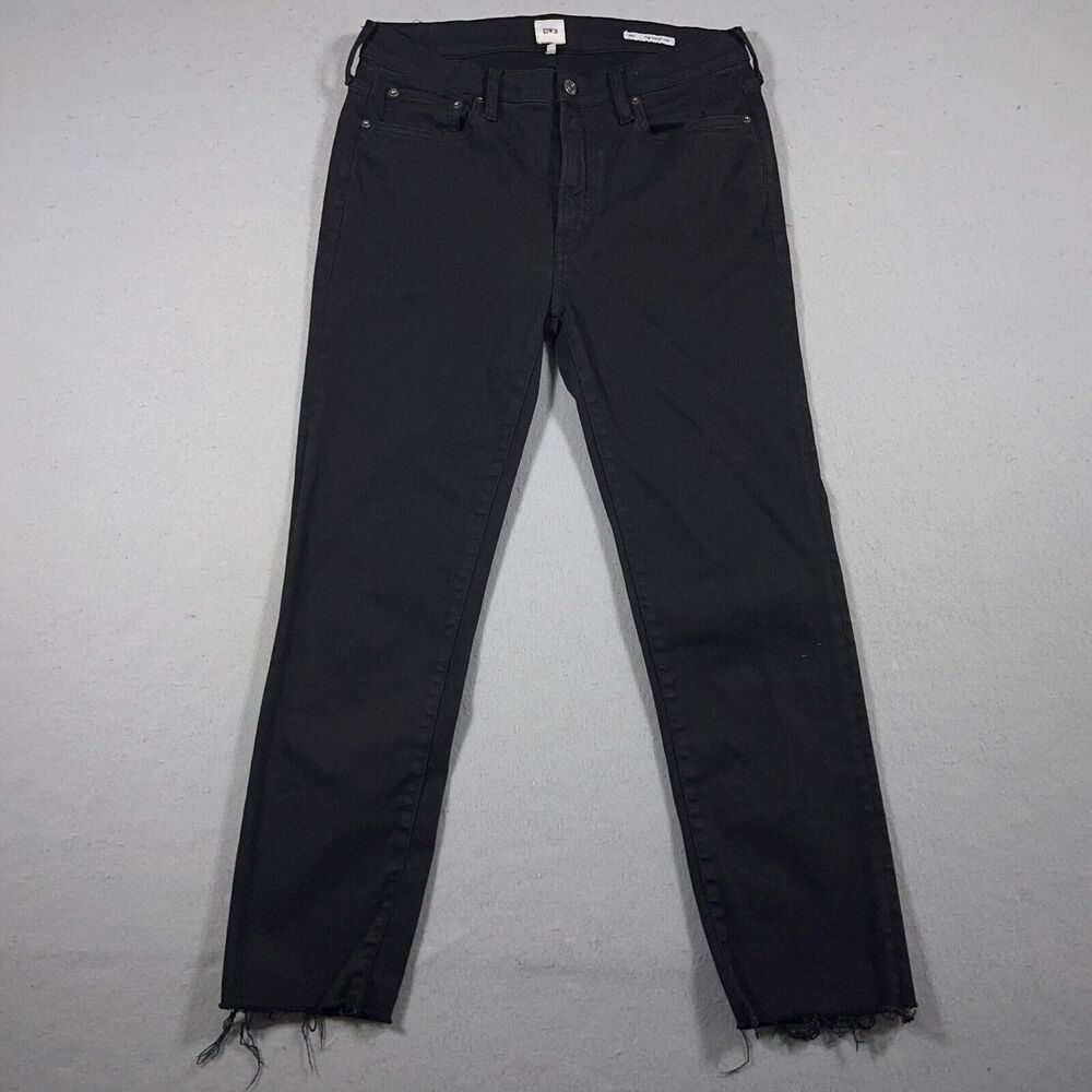 Edwin‎ Jeans Women Size 30 Bree Slim Straight Crop Black Raw Hem